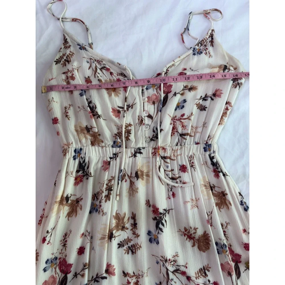 Abercrombie & Fitch Ivory Fall Floral Gauzy Cottage Sleeveless Maxi Sun Dress S